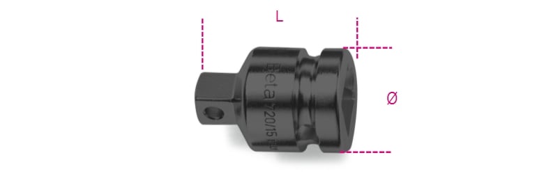 BETA - Raccordo con attacco quadro femmina 3/4 e maschio 1/2 fosfatato per buss macch f3/4xm1/2 /15.