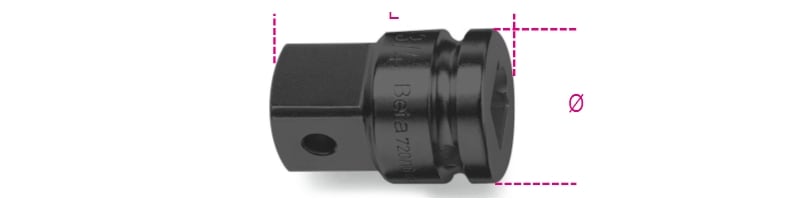 BETA - Raccordo con attacco quadro femmina 3/4" e maschio 1" fosfatato per bussola macchina 3/4x1/16.