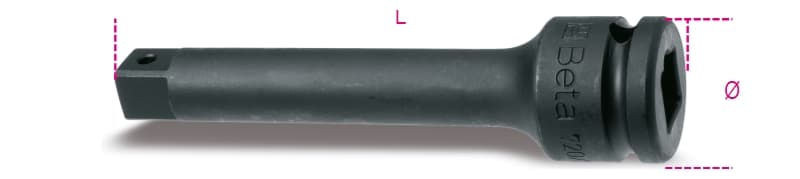 BETA - Prolunga con attacchi quadri maschio e femmina 3/4" fosfatata per BUSS MACC 250mm 3/4 /22.