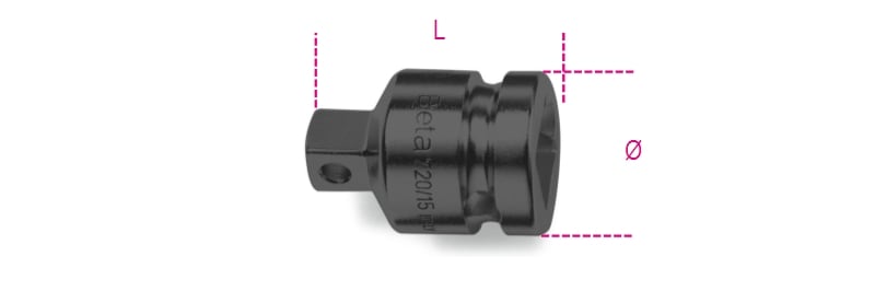 BETA - Raccordo con attacco quadro femmina 1" e maschio 3/4" fosfatato per bussole MACC F1XM3/4/15.