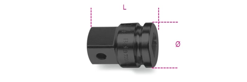 BETA - Raccordo con attacco quadro femmina 1" e maschio 1.1/2" fosfatato per bussole MACC F1XM1 1/2 /16.