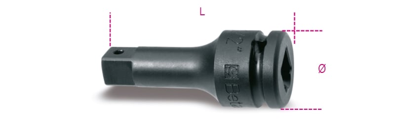 BETA - Prolunga con attacchi quadri maschio e femmina 1" fosfatata, prolunghe per buss macch 175mm 1'/21'.