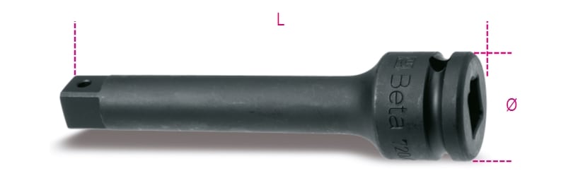 BETA - Prolunga con attacchi quadri maschio e femmina 1" fosfatata, prolunghe per buss macch 325mm 1'/22'.