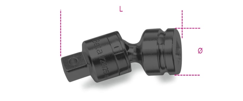 BETA - Snodo con attacchi quadri maschio e femmina 1" fosfatato per bussole a macchina 1/25.