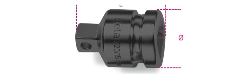 BETA - Raccordo con attacco quadro femmina 1.1/2 e maschio 1 fosfatato per buss macc f1'1/2xm1/15