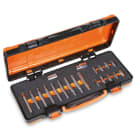 BETA - Assortimento di 18 inserti con impronta RIBE e attacco esagonale 10 mm, 2 accessori in termoformato morbido e cassetta di lamiera, cassetta 18 inserti RIBE+2 adatt.10/C20.