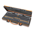 BETA - Assortimento di 38 inserti con attacco esagonale 10 mm e 1 portainserti a T snodato in termoformato morbido e cassetta di lamiera CASSETTE 38 BITS ATT.ESAG 10+852 10 /C38.