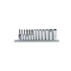 BETA - Serie di chiavi a bussola lunghe con attacco quadro femmina 1/4 bocca esagonale, cromate, bussole esag 1/4 sr 13pz su guide l/sb13.