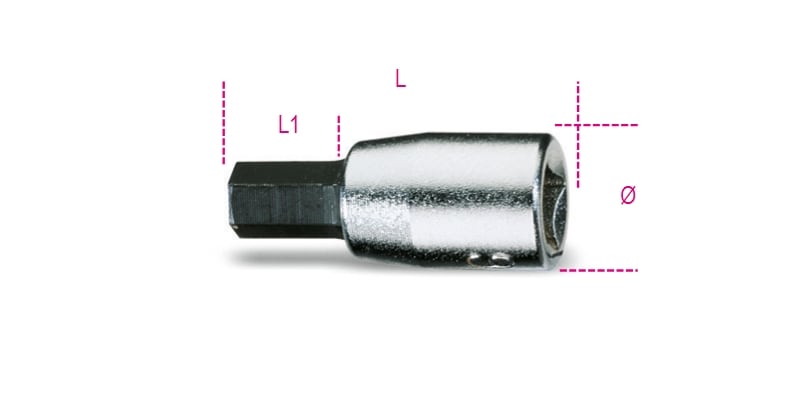 BETA - Chiavi a bussola a giravite maschio esagonale con attacco quadro femmina 1/4 cromate inserti bruniti bussole maschio esag 1/4 me 6