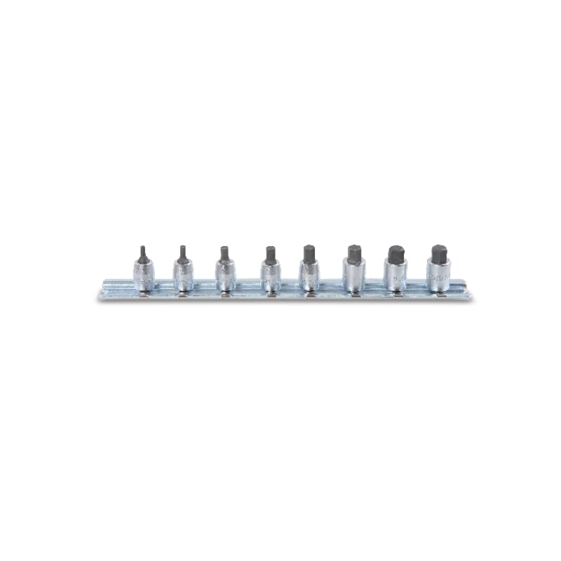 BETA - Serie di chiavi a bussola maschio esagonale con attacco quadro femmina 1/4" cromate SR 8PZ SU GUIDE ME/SB8.