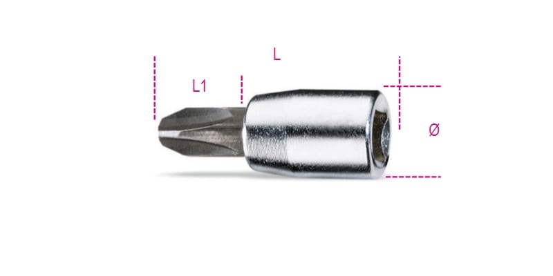BETA - Chiavi a bussola a giravite per viti con impronta a croce philips con attacco quadro femmina 1/4 cromate inserti bruniti bussole a giravite lama cr 1/4 ph 1