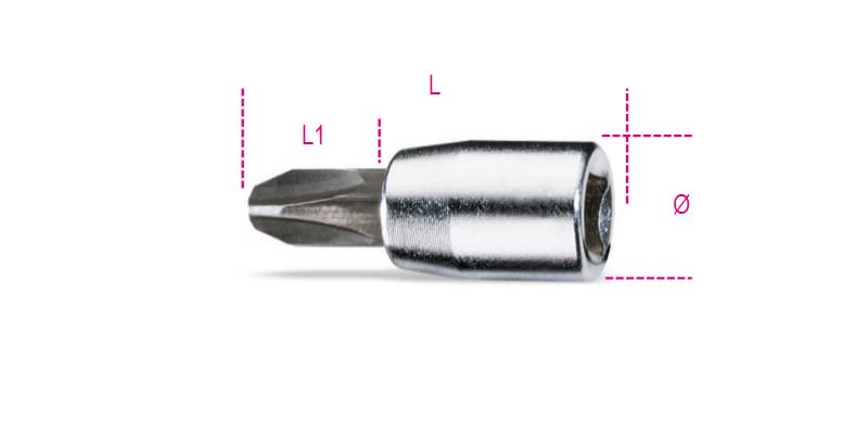 BETA - Chiavi a bussola a giravite per viti con impronta a croce Philips® con attacco quadro femmina 1/4" cromate - inserti bruniti Lama CR 1/4 PH 4.