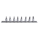 BETA - Serie di 8 chiavi a bussola maschio per viti con impronta Torx 1/4 su supporto guide.
