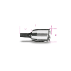 BETA - Chiavi a bussola a giravite per viti con impronta pentalobata con attacco quadro femmina 1/4 cromate inserti bruniti bussole profilo pentatorx 1/4 pt 25.