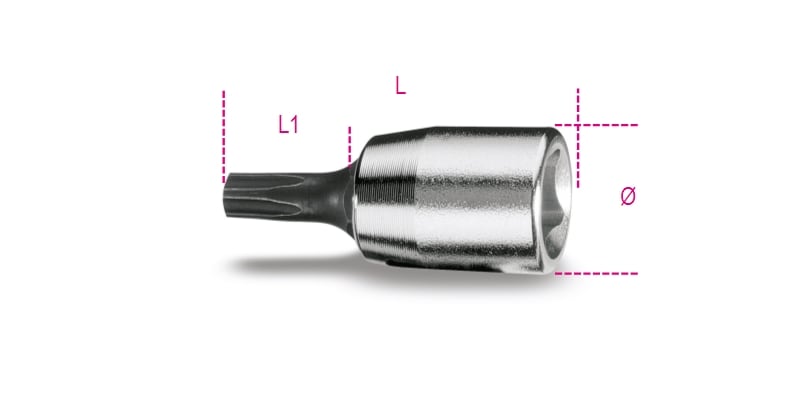 BETA - Chiavi a bussola a giravite per viti con impronta pentalobata con attacco quadro femmina 1/4 cromate inserti bruniti bussole profilo pentatorx 1/4 pt 27.