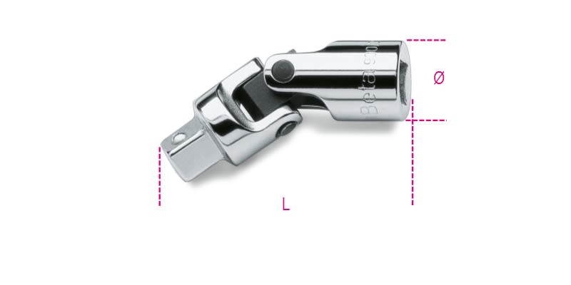 BETA - Snodo con attacchi quadri maschio e femmina 1/4" cromato 1/4 /25.