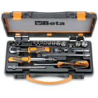BETA - Assortimento di 13 chiavi a bussola esagonali e 8 accessori in cassetta di lamiera, cassetta 21pz assortimento 1/4 c13-8.