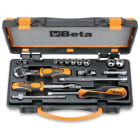BETA - Cassette assortimento 17pz con 10 chiavi a bussola e 7 accessori in lamiera.