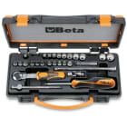 BETA - Assortimento di 11 chiavi a bussola poligonali, 11 a giravite e 6 accessori in cassetta di lamiera 28pz assortimento 1/4 MB/C28.