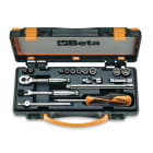 BETA - 10 chiavi a bussola poligonali e 7 accessori in cassetta di lamiera CASSETTE 17pz assort 1/4 met as/c17-mbm.