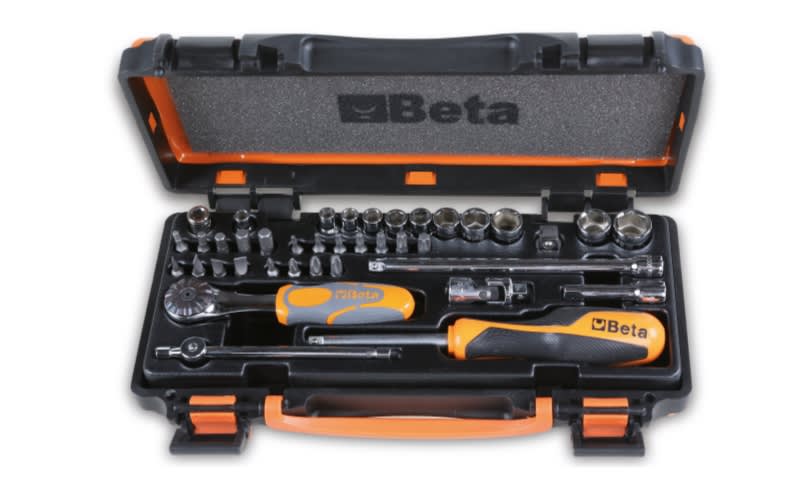BETA - Cassette assortimento 39pz bus.esag+inserti 1/4 c11z, 8 accessori lamiera.