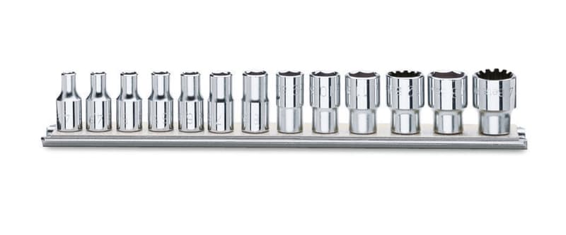 BETA - Serie di chiavi a bussola con attacco quadro femmina 1/4" bocca multimpronta, cromate UNIVERSALI GUIDE U/SB13.