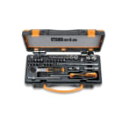 BETA - Assortimento di 11 chiavi a bussola esagonali e 20 inserti per avvitatori, 7 accessori in cassetta di lamiera, cassetta multicolor 38pz assort.1/4 /c32.