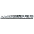 BETA - Serie di chiavi a bussola con attacco quadro femmina 3/8" bocca esagonale, cromate, 17pz su guide a/sb17.