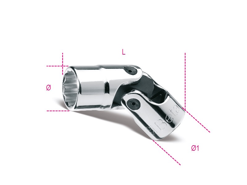 BETA - Chiavi a bussola snodate con attacco quadro femmina 3/8" bocca poligonale cromate BUSSOLE SNODATE POLIGONALI 3/8 B/SN18.