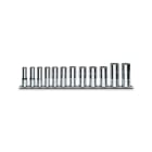 BETA - Serie di 12 chiavi a bussola a mano lunghe poligonali 3/8 ASL su supporto guide.