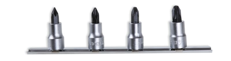BETA - Serie di chiavi a bussola a giravite per viti con impronta a croce Phillips® attacco quadro femmina 3/8" cromate inserti bruniti su guide PH/SB4 4pz.