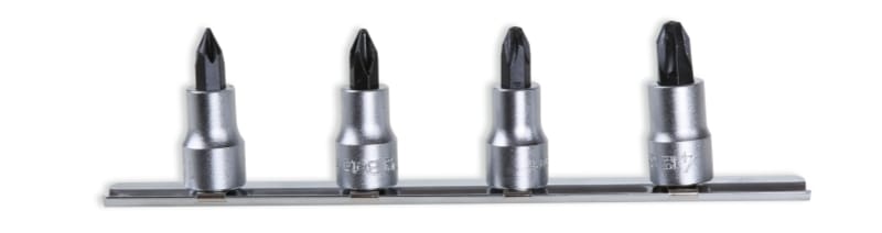 BETA - Serie di chiavi a bussola a giravite per viti con impronta a croce Phillips® attacco quadro femmina 3/8" cromate inserti bruniti su guide PH/SB4 4pz.