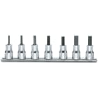 BETA - Serie di 7 chiavi a bussola maschio esagonale art. 910PE su supporto bussole a gir es3/8 7pz su guide pe/sb7. 009100503