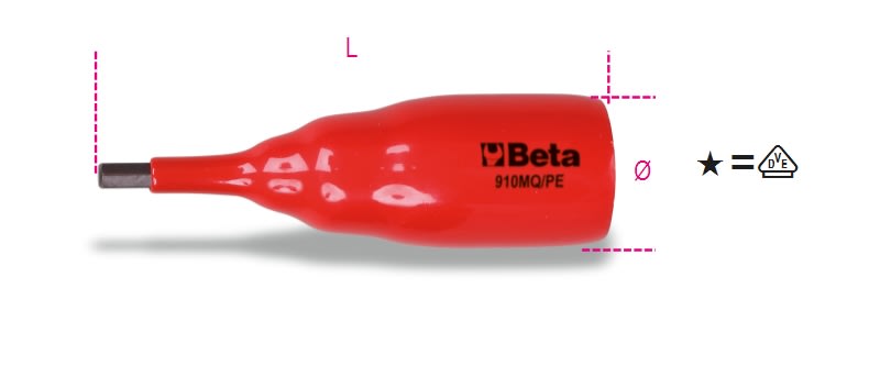 BETA - Chiavi a bussola maschio esagonale bussole a giravite es 3/8 is1000v mq/pe4.