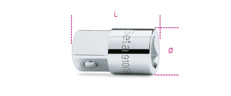 BETA - Raccordo con attacco quadro femmina 3/8 e maschio 1/2 cromato, raccordi f3/8xm1/2 /16.