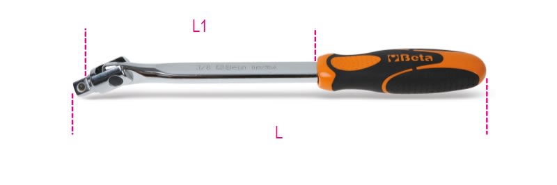 BETA - Quadro maschio 3/8 snodato con impugnatura cromato /36 a.