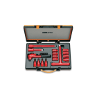 BETA - 8 chiavi a bussola poligonali 4 chiavi a bussola esagonali maschio e 4 accessori cassetta 16pz 1000v mq 3/8 mq/c16.