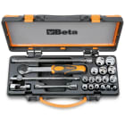 BETA - Assortimento di 21 chiavi a bussola esagonali e accessori in cassetta di lamiera 3/8 D48 A/C16Q.