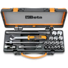 BETA - Assortimento di 16 chiavi a bussola esagonali e 5 accessori in cassetta di lamiera, cassette 21pz esagonali 3/8 a/c16.