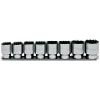 BETA - Serie di 8 chiavi a bussola a mano bocca poligonale art. 920B su supporto bussole polig 1/2 8pz su guide b/sb8