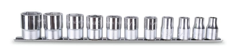 BETA - Serie di 11 chiavi a bussola a mano bocca esagonale art.920A/AS su supporto bussole esagonali 1/2 AS 11pz su guide.