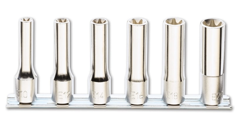 BETA - Serie di 6 chiavi a bussola lunghe per viti Torx® su supporto guide LSB6 TX1/2.