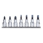 BETA - Serie di chiavi a bussola a giravite per viti con impronta a croce Philips e con intaglio con attacco quadro 1/2 cromate - inserti bruniti, bussole a gir 1/2 sr 7pz su guide lh/sb7.