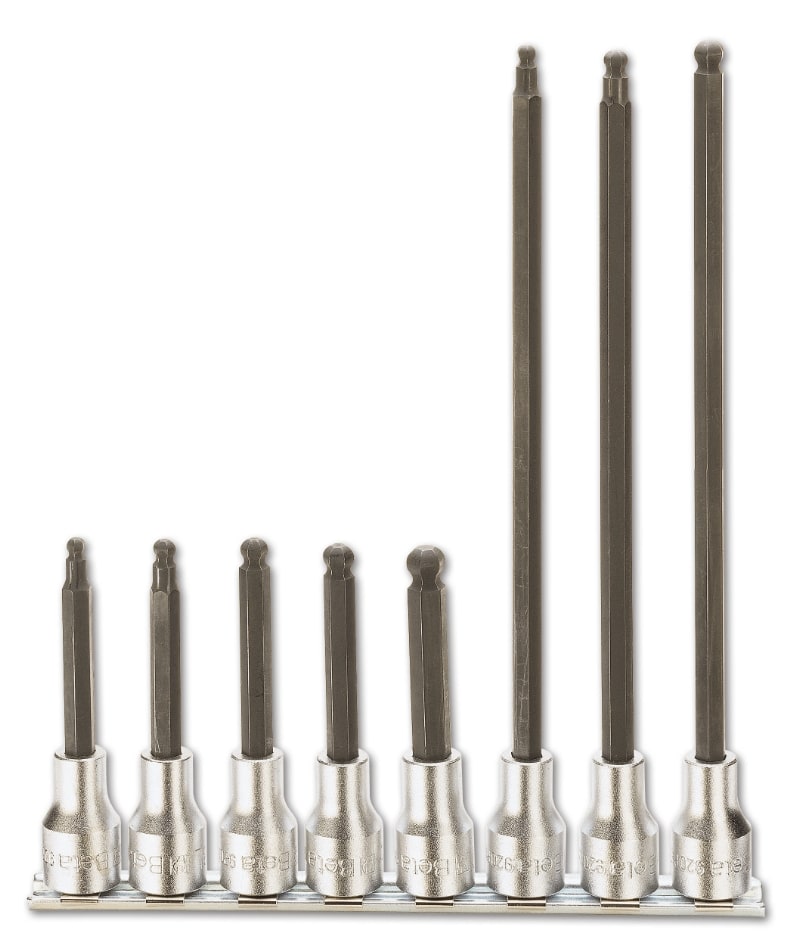 BETA - Serie di 8 chiavi a bussola maschio esagonale con estremita sferica su supporto BP 1/2 SR.8PZ guide SB8.
