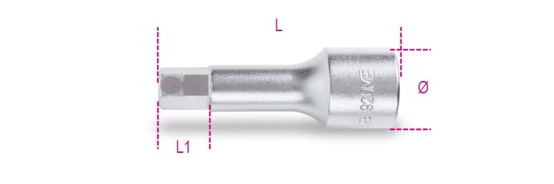 BETA - Chiavi a bussola maschio esagonale con attacco quadro femmina 1/2" cromate GIRAVITE ESAGONALE ME 12 BUSSOLE.
