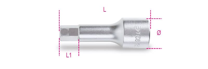 BETA - Chiavi a bussola maschio esagonale con attacco quadro femmina 1/2" cromate ME 14 giravite.