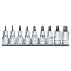 BETA - Serie di 9 chiavi a bussola maschio per viti con impronta Torx® su supporto 1/2 SR 9PZ guide TX/SB9.
