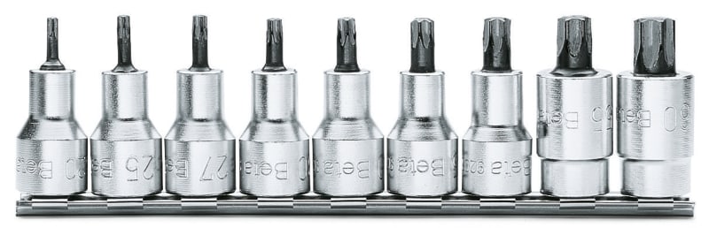 BETA - Serie di 9 chiavi a bussola maschio per viti con impronta Torx® su supporto 1/2 SR 9PZ guide TX/SB9.