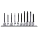 BETA - Serie di 10 chiavi a bussola maschio lunghe art. 920TX/L per viti con impronta torx su supporto bussole tx l 1/2 sr10 pz guide tx/l-sb10.