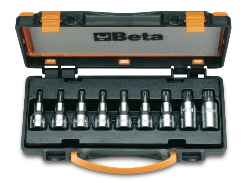 BETA - Serie di 9 chiavi a bussola maschio per viti con impronta Torx® in cassetta 1/2 TX 920 TX/C9.
